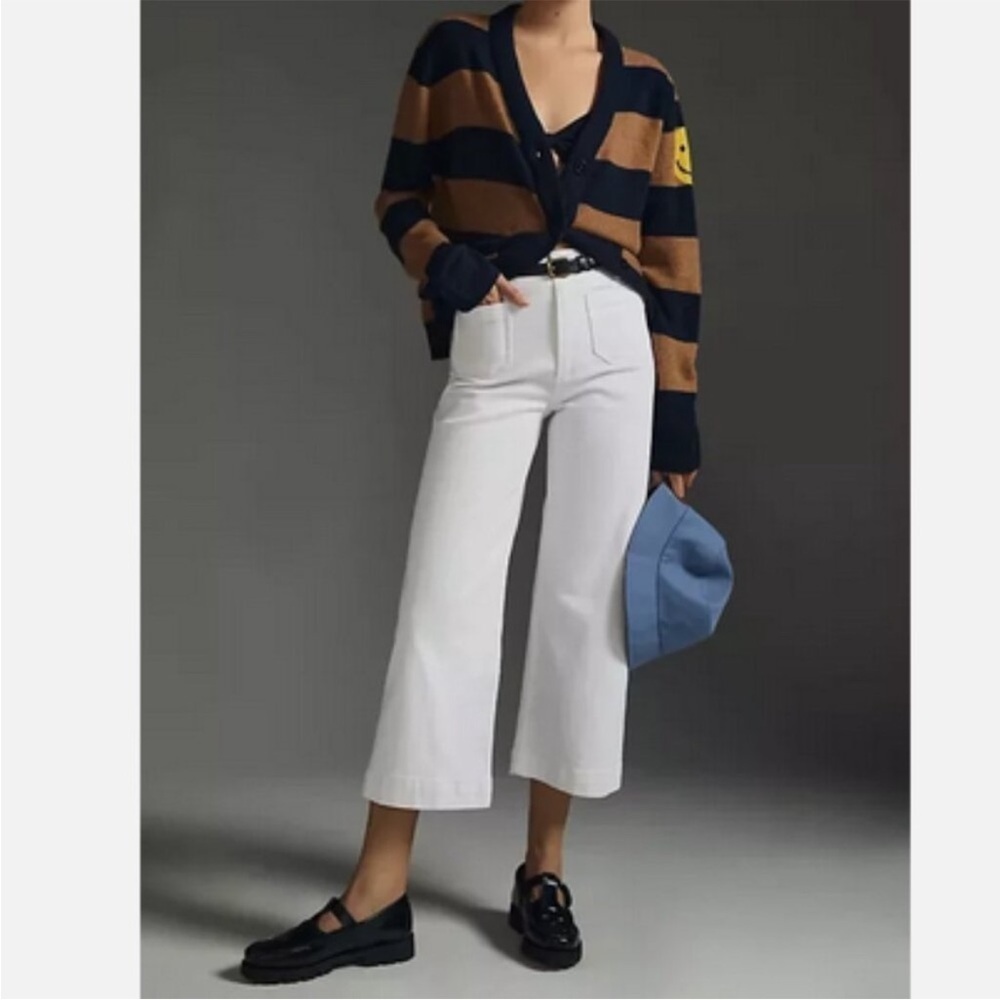 Anthropologie Pilcro The Skipper Seamed High Rise Cropped Wide Leg Jean 31 Petit